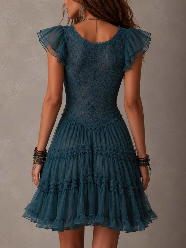 Azurine | Mini Blue Ruffle Dress