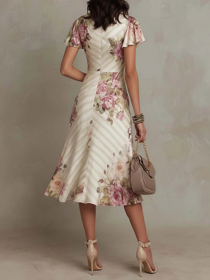 Alba | Retro Floral Midi Dress