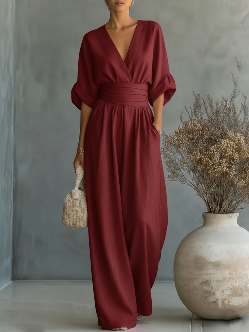 Maya | High-Waist V-Neck Jumpsuit