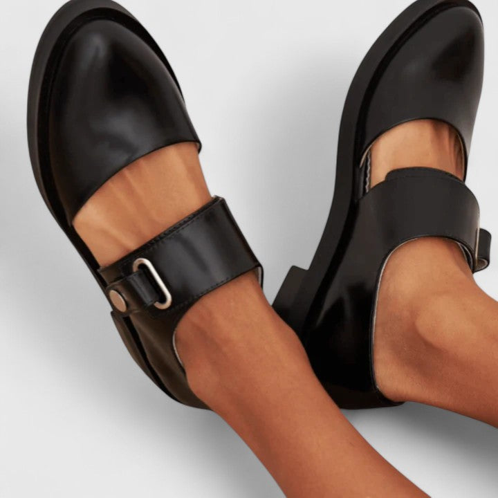 Orthopedic Mary-Jane Style Shoes Real Leather Golden Details
