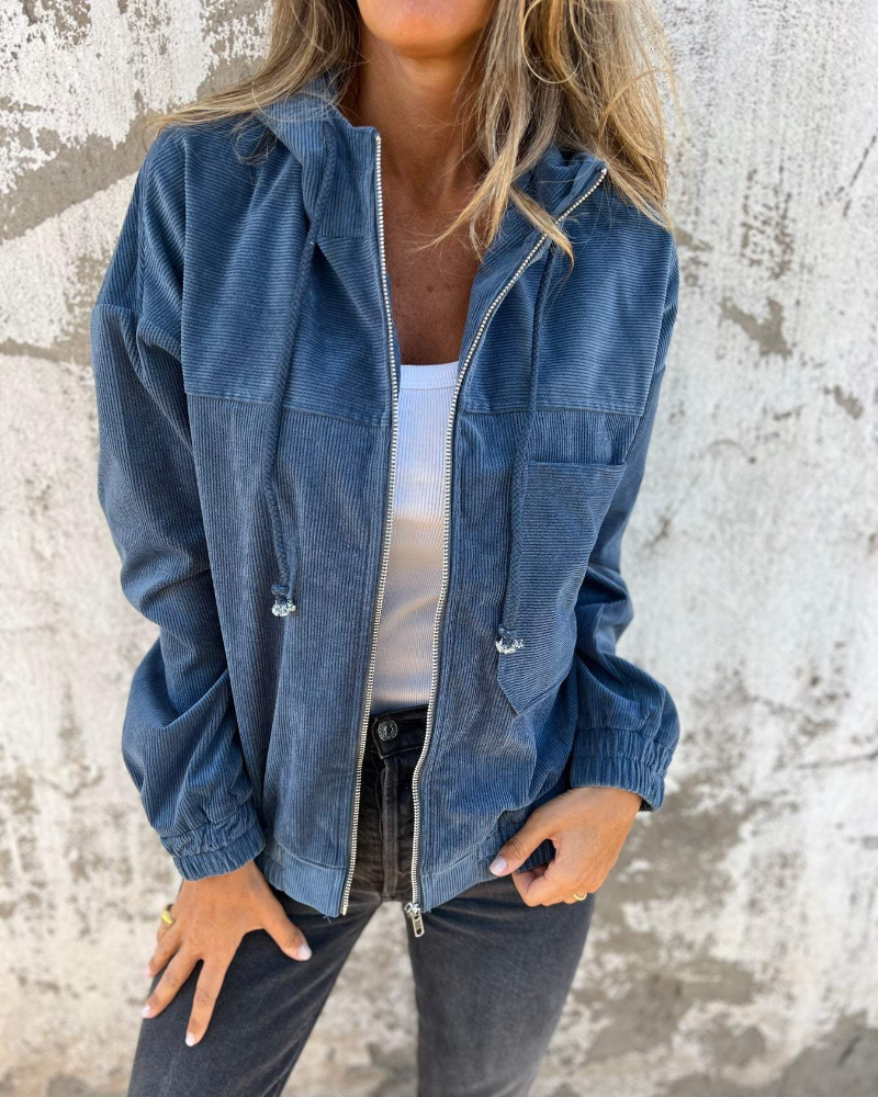 Constance | Ribbed Velvet Hooded Jacket