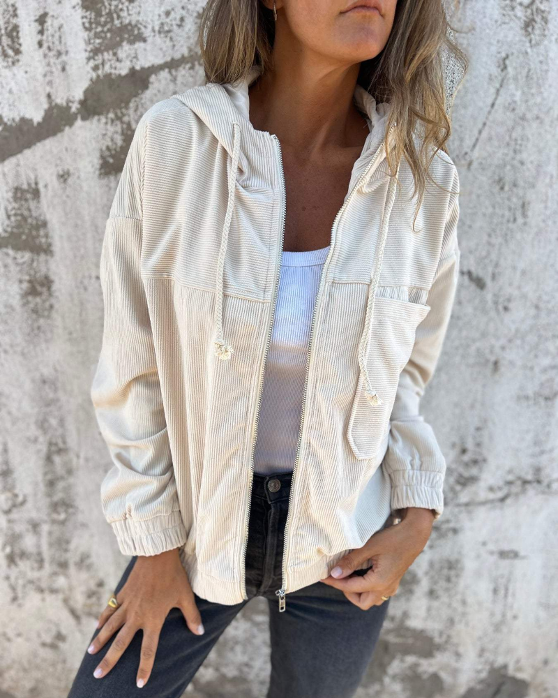 Constance | Ribbed Velvet Hooded Jacket