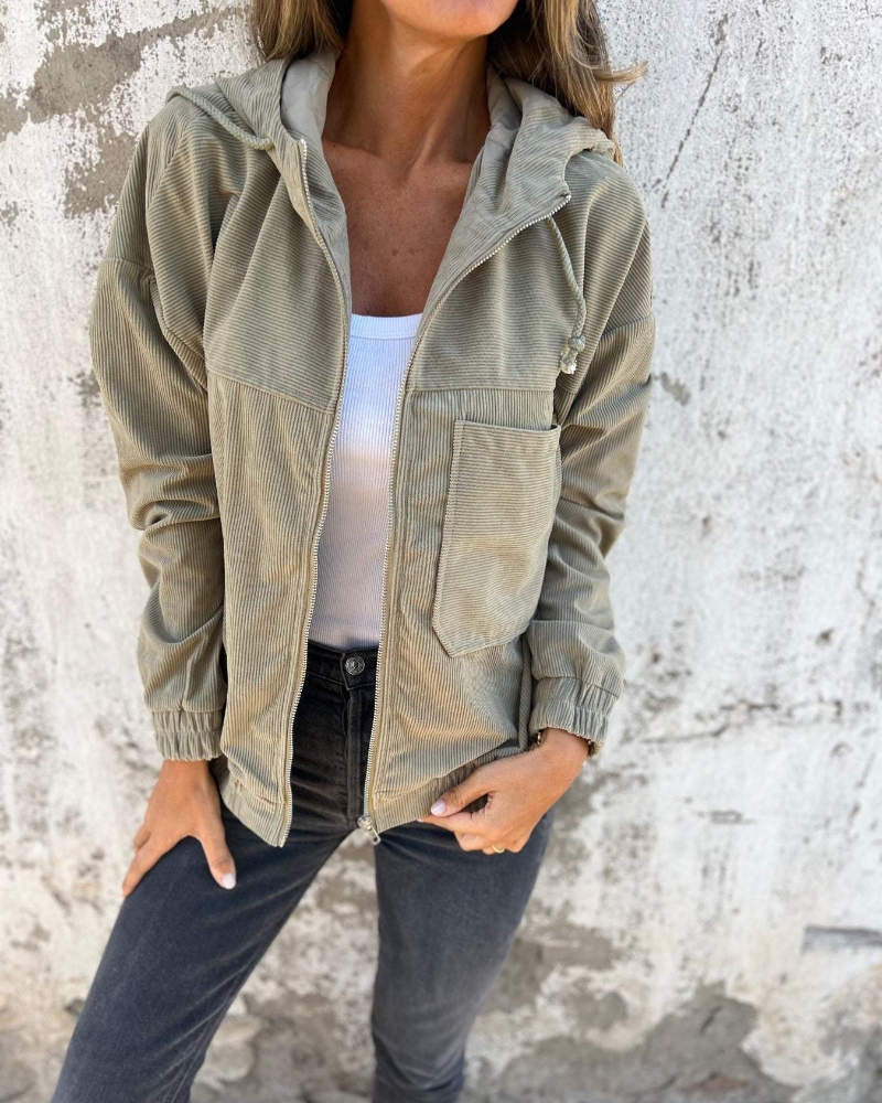 Constance | Ribbed Velvet Hooded Jacket