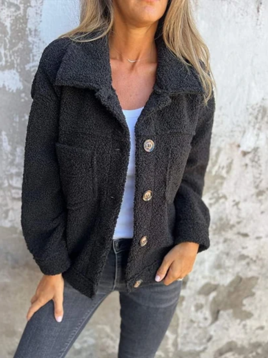 Ines | Textured Button-Front Coat