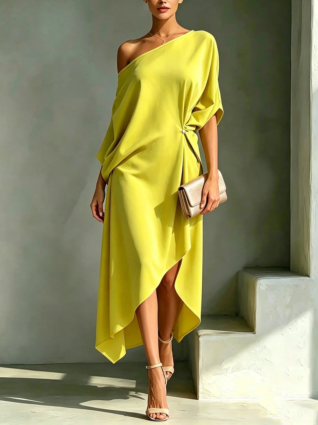 Rowena | Timeless Asymmetric Midi Dress