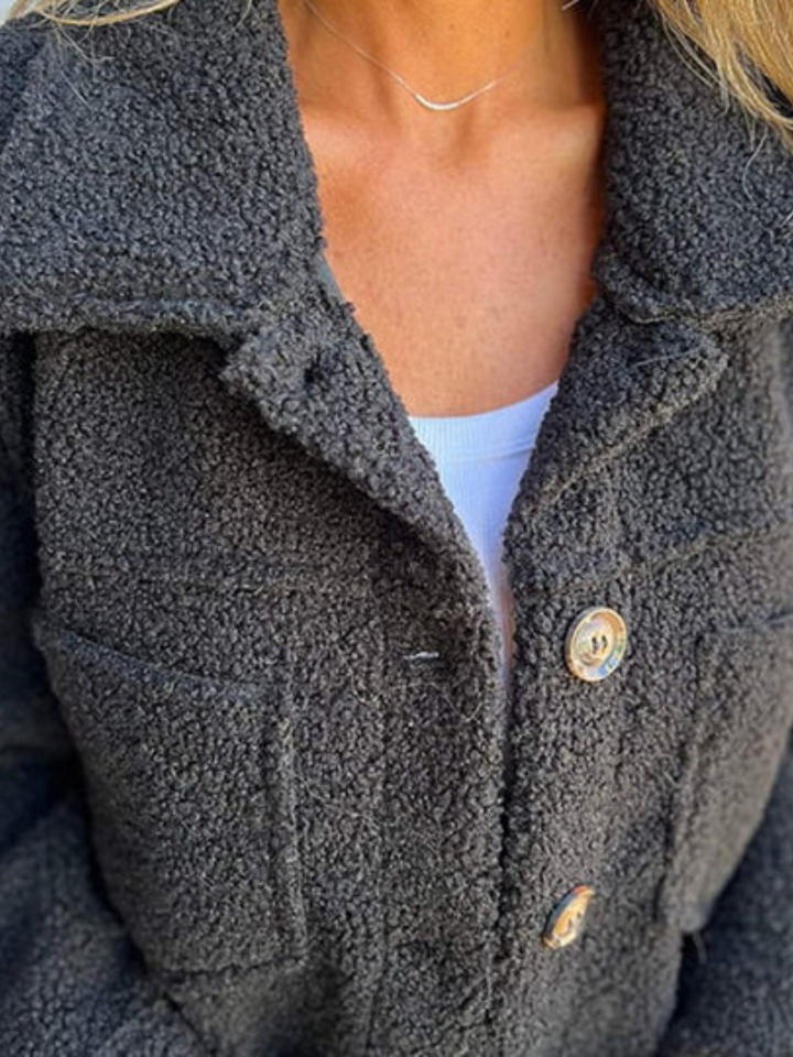 Ines | Textured Button-Front Coat