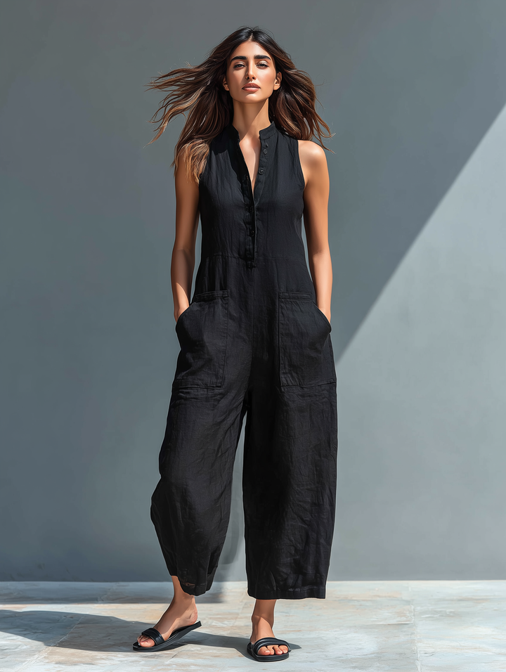 Blair | Sleeveless Linen Dungarees