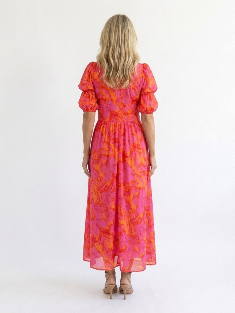 Constance | Understated Floral V Neck Midi Dress