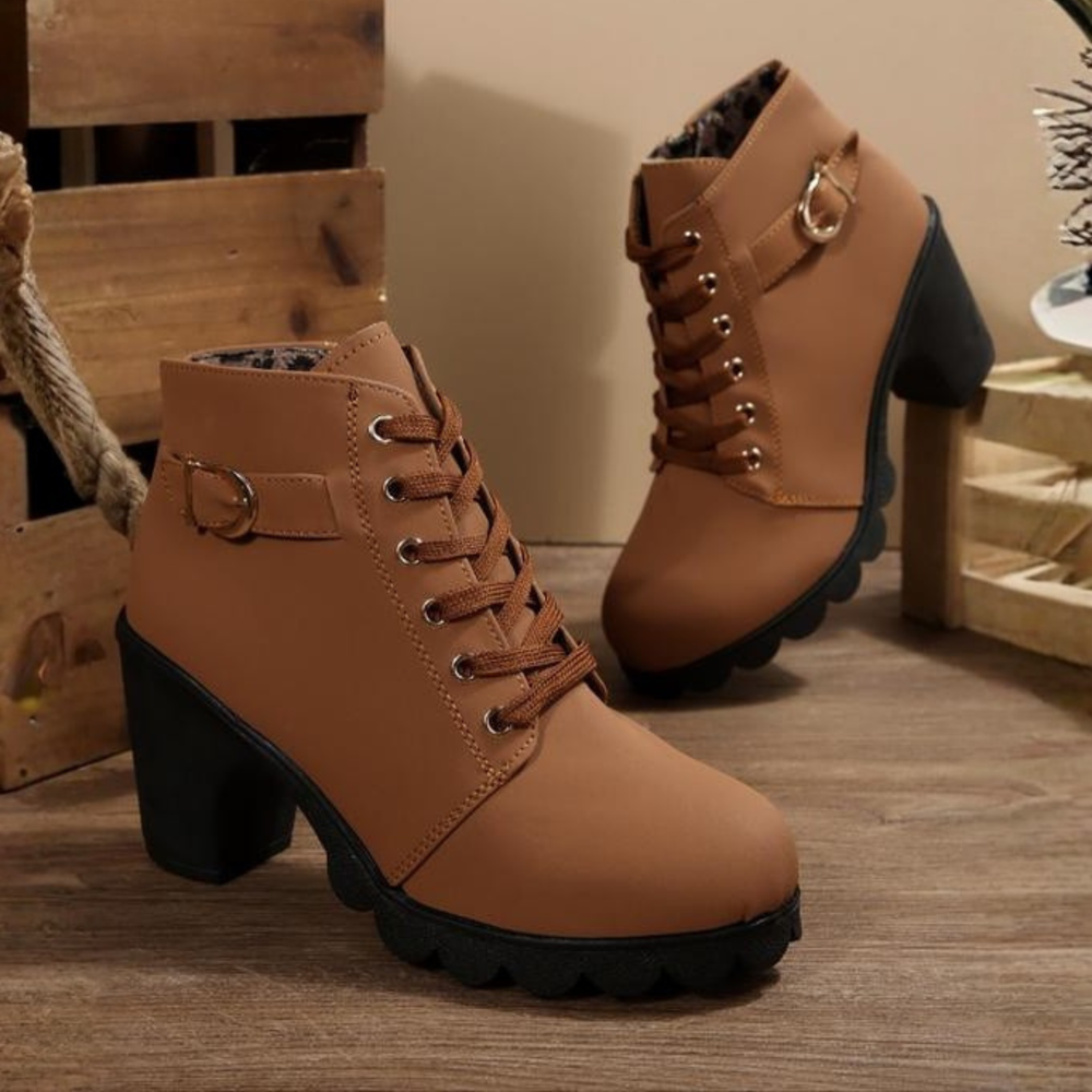 Karin | Lace-Up Chunky Ankle Booties