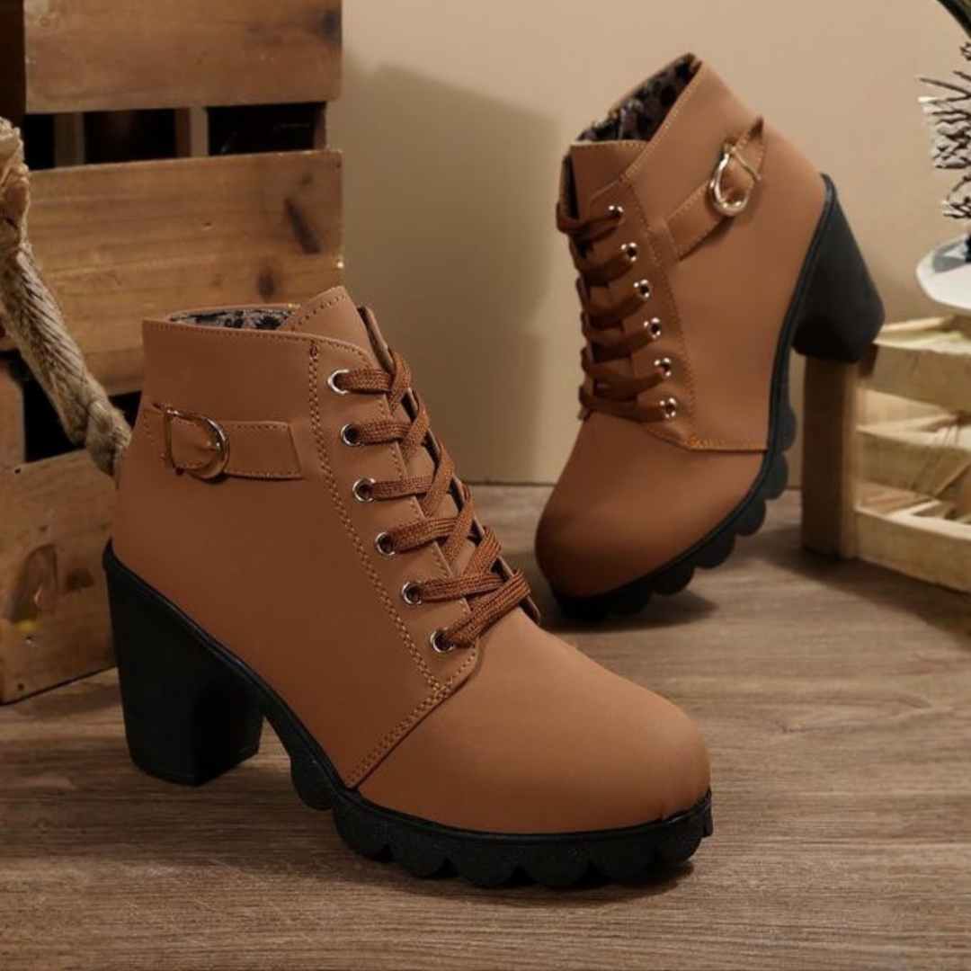 Karin | Lace-Up Chunky Ankle Booties