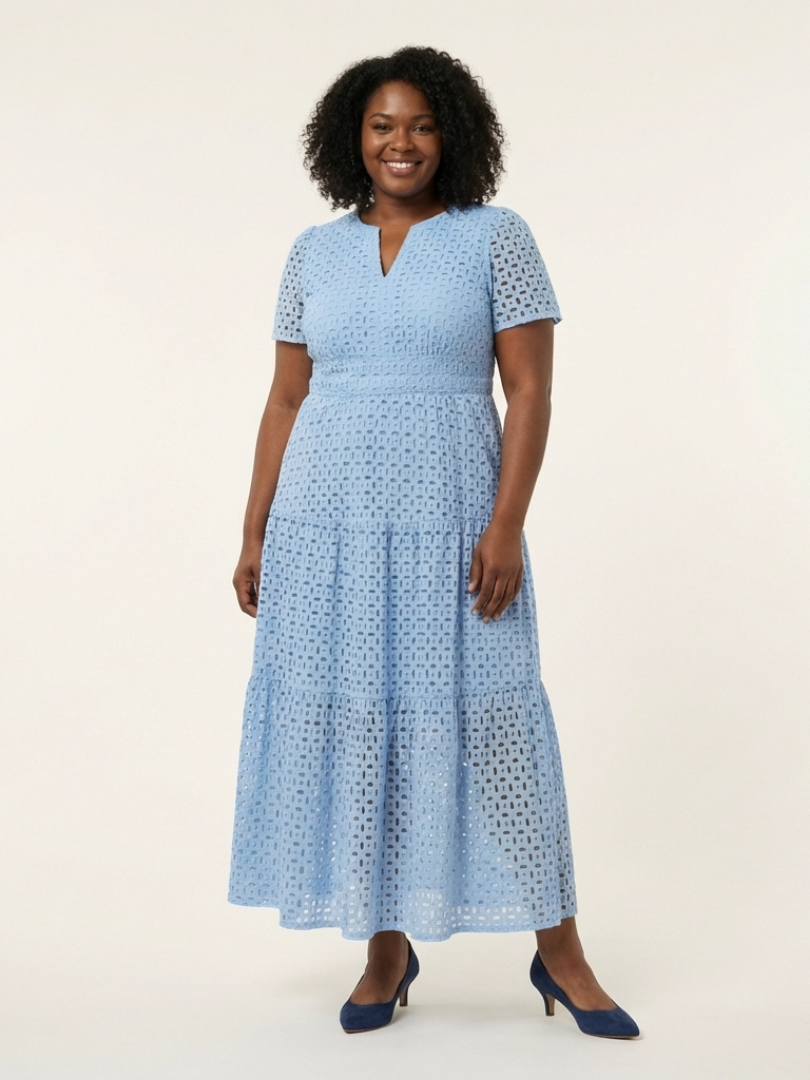 Brielle | Easy V Neck Tiered Midi Dress