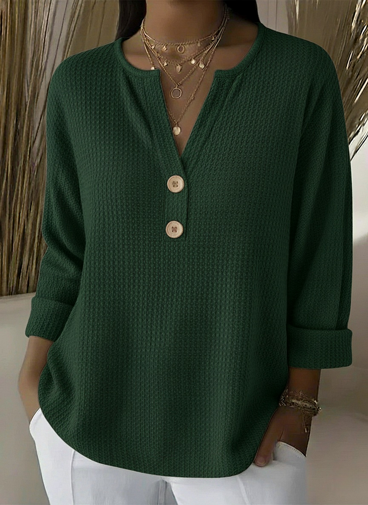 Lucinda | Waffle Henley Sweater