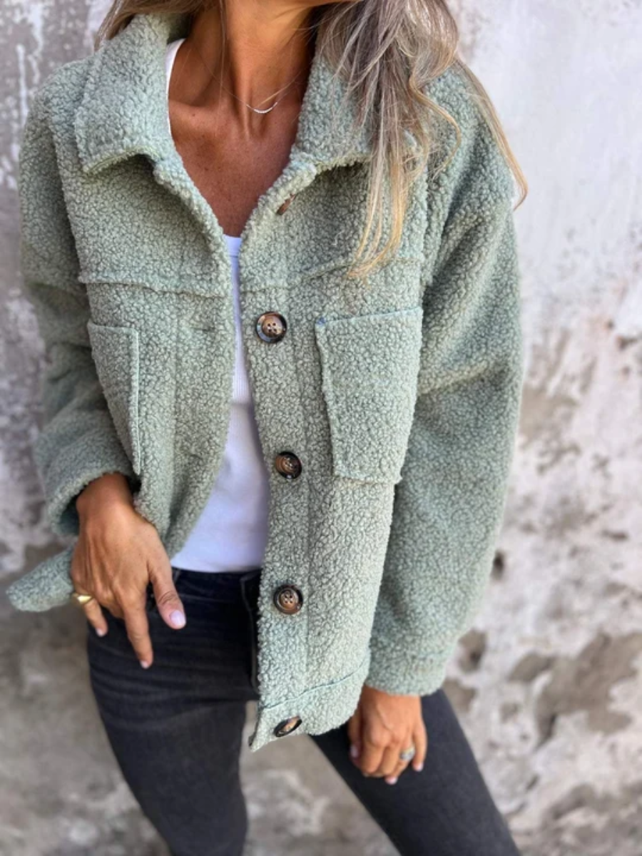 Ines | Textured Button-Front Coat