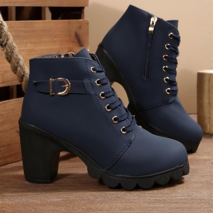 Karin | Lace-Up Chunky Ankle Booties