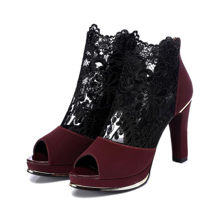 Seraphine Elegant Lace Peep | Toe Heels