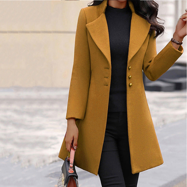 Slim-Fit Lapel Wool Coat