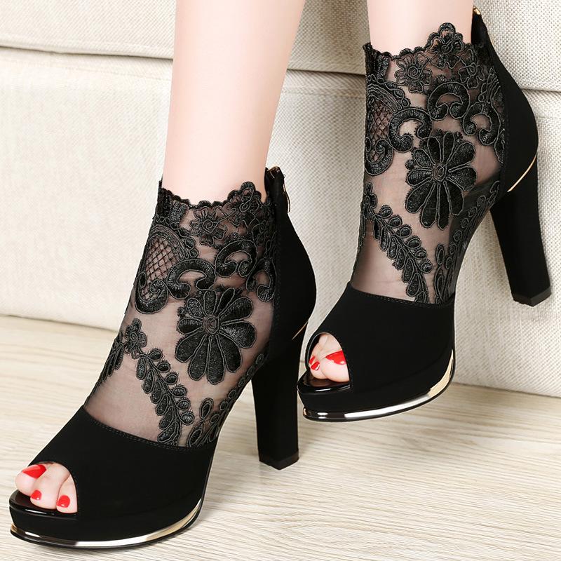 Seraphine Elegant Lace Peep | Toe Heels