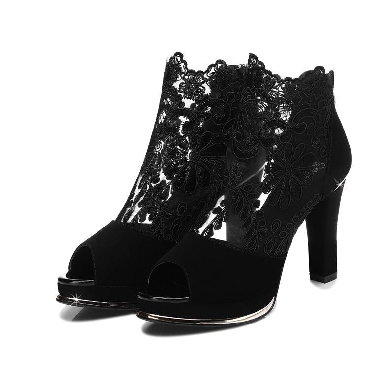 Seraphine Elegant Lace Peep | Toe Heels