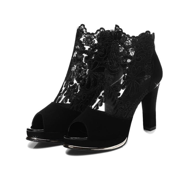 Seraphine Elegant Lace Peep | Toe Heels