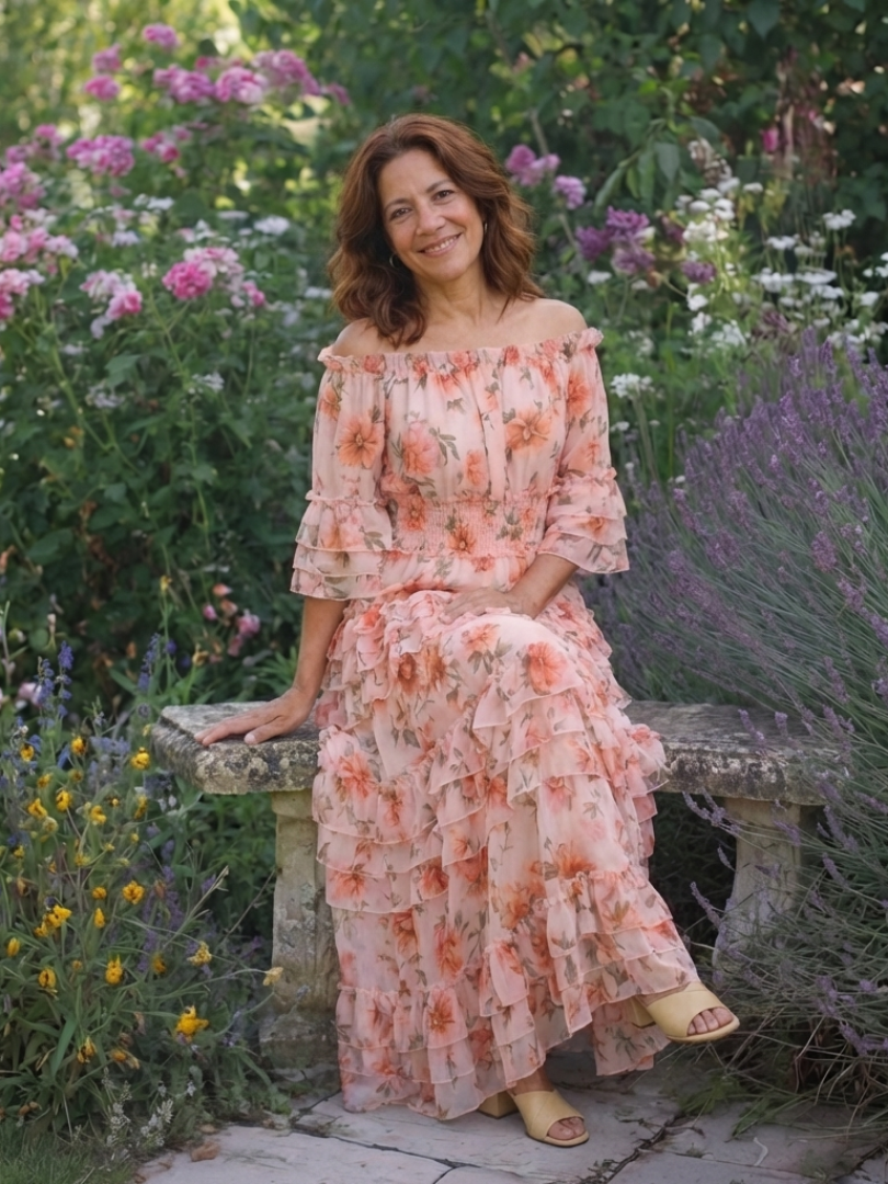 Harriet | Unhurried Floral Off Shoulder Tiered Maxi Dress