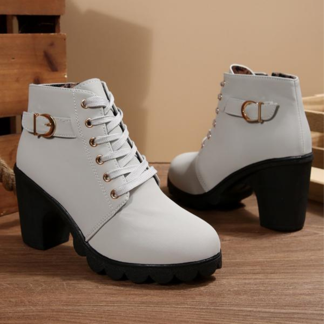 Karin | Lace-Up Chunky Ankle Booties