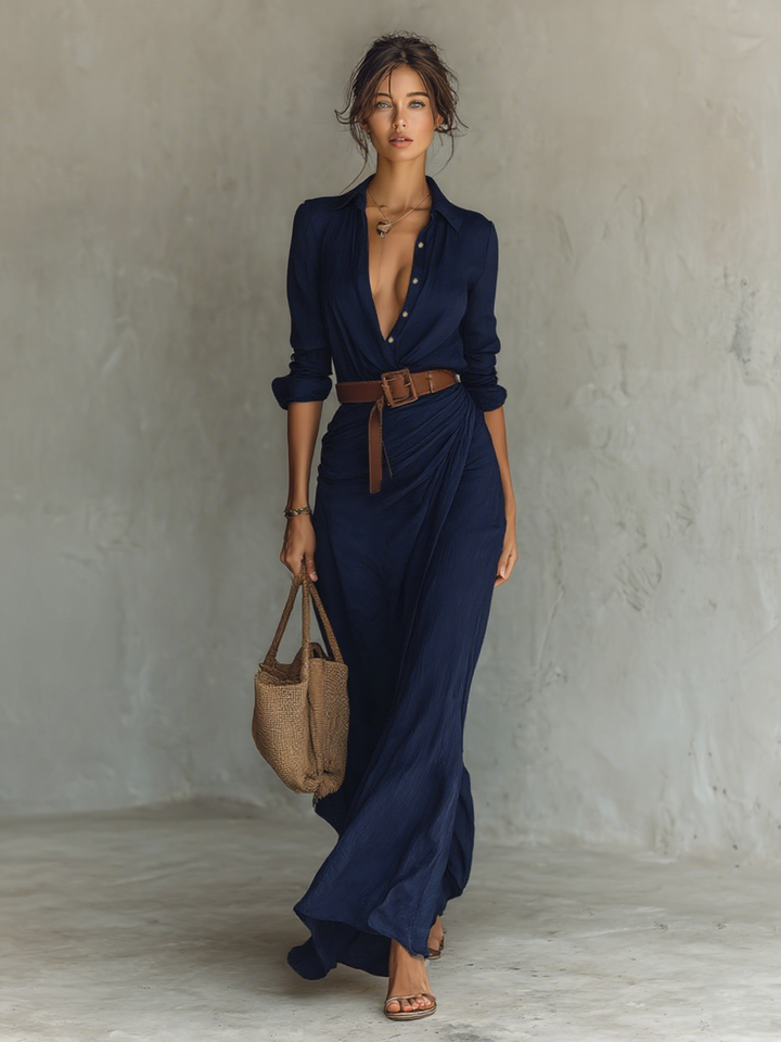 Leonie | Belted Maxi Shirt Dress