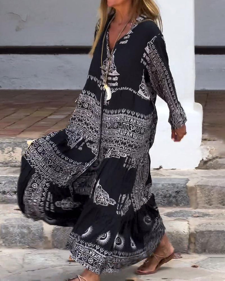 Emy | Trendy V-Neck Bell Sleeve Dress