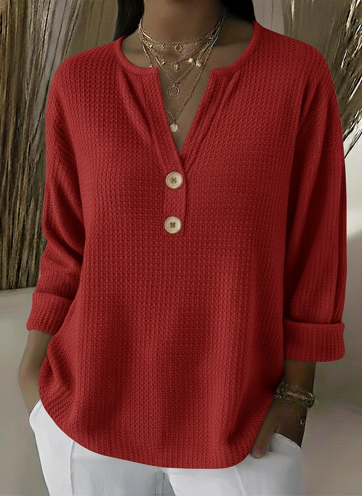 Lucinda | Waffle Henley Sweater