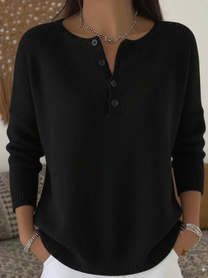 Helena | Ribbed Henley Sweater