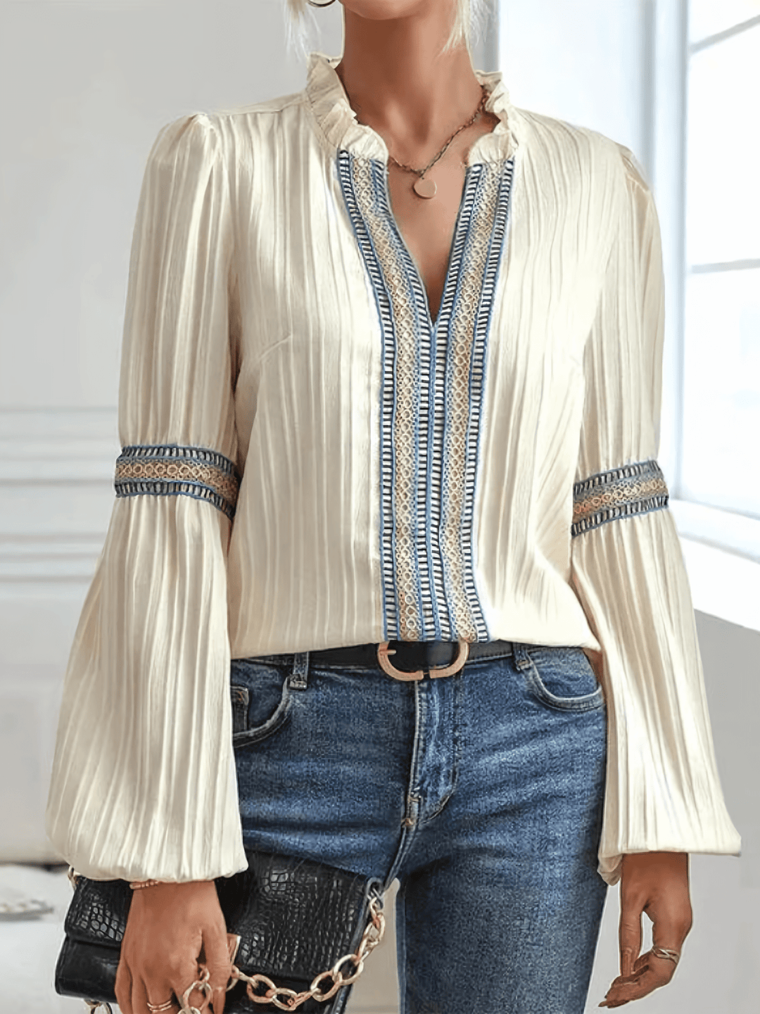 Pohima | Graceful V-Neck Blouse