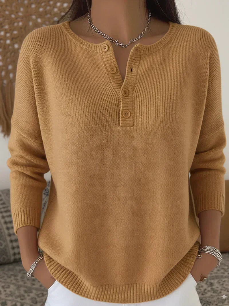 Helena | Ribbed Henley Sweater