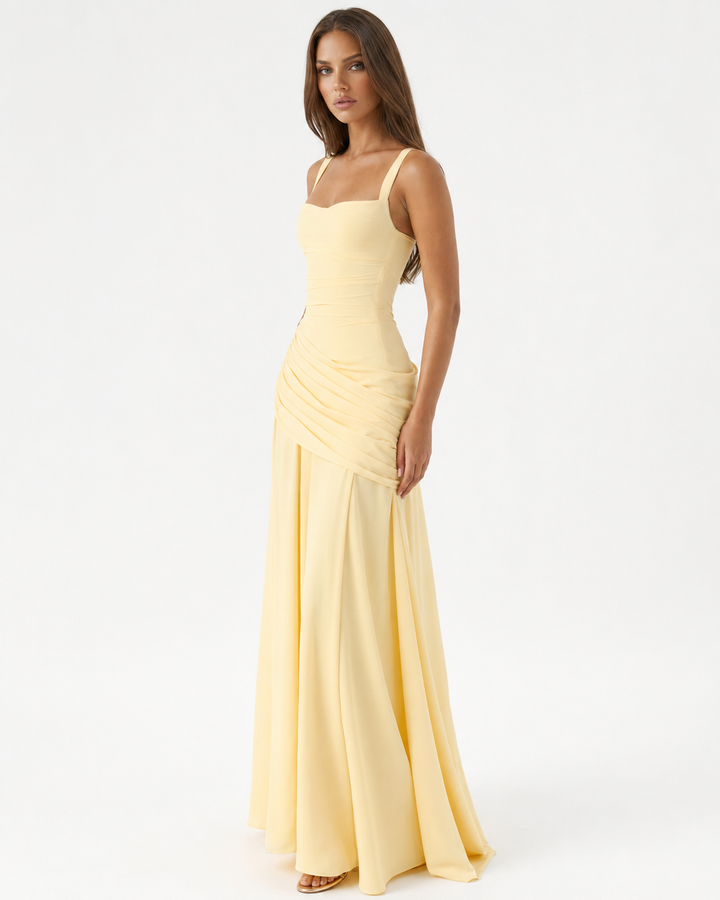 Enie | Draped Square-Neck Maxi Dress