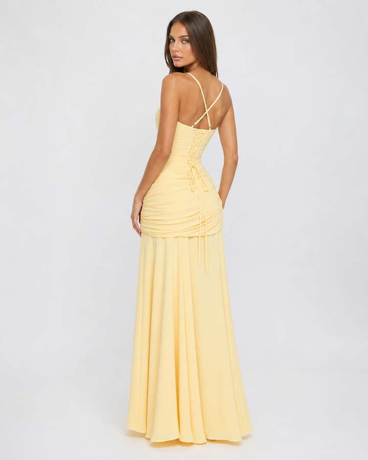 Enie | Draped Square-Neck Maxi Dress