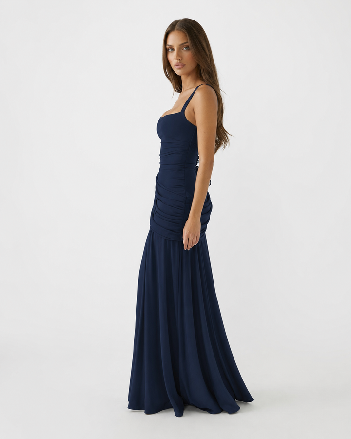 Enie | Draped Square-Neck Maxi Dress