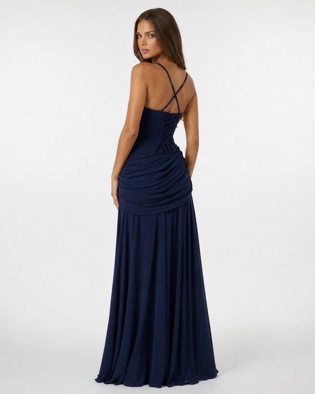 Enie | Draped Square-Neck Maxi Dress
