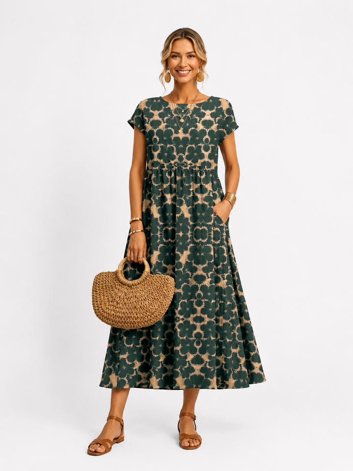 Florene | Unhurried Short Sleeve Midi Dress