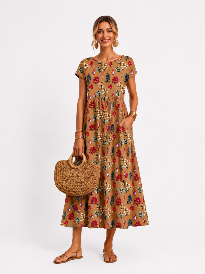 Florene | Unhurried Short Sleeve Midi Dress