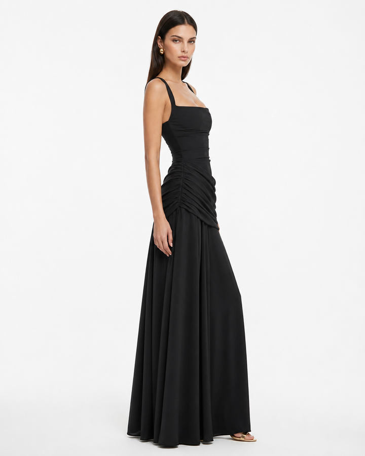 Enie | Draped Square-Neck Maxi Dress