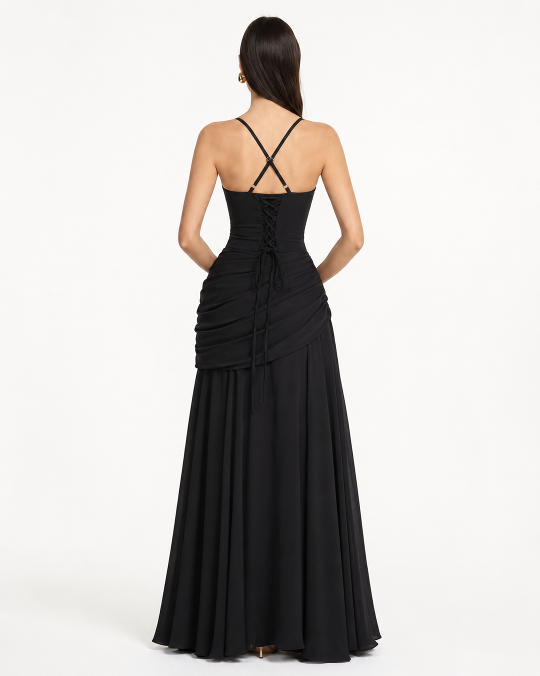 Enie | Draped Square-Neck Maxi Dress