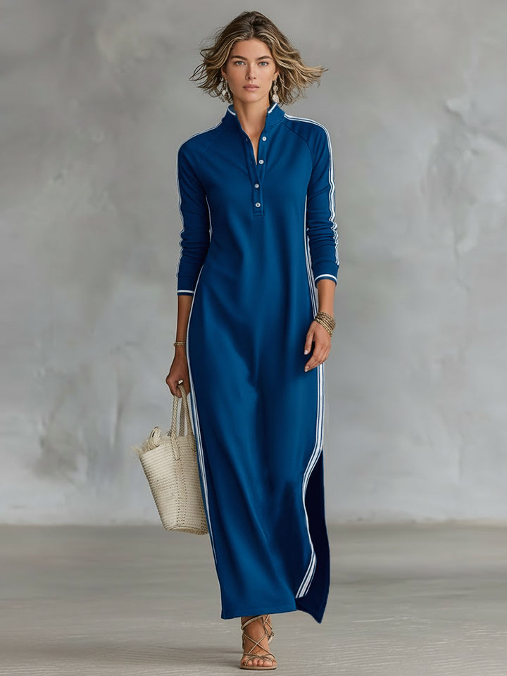 Willa | Button-Collar Sweat Maxi Dress