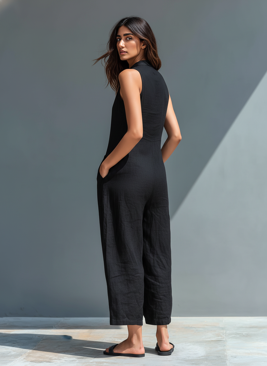 Blair | Sleeveless Linen Dungarees