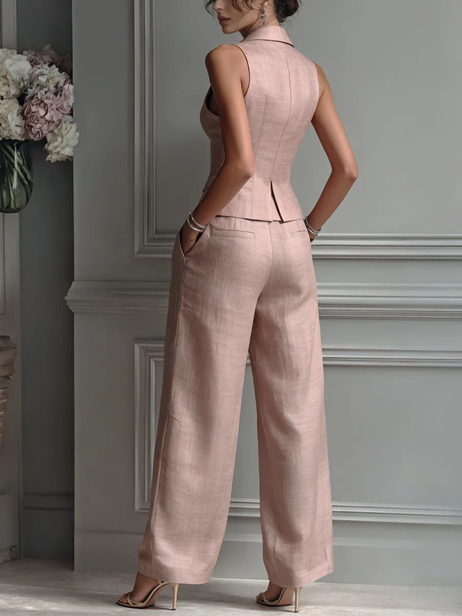 Aime | V-Neck Button Two-Piece Set