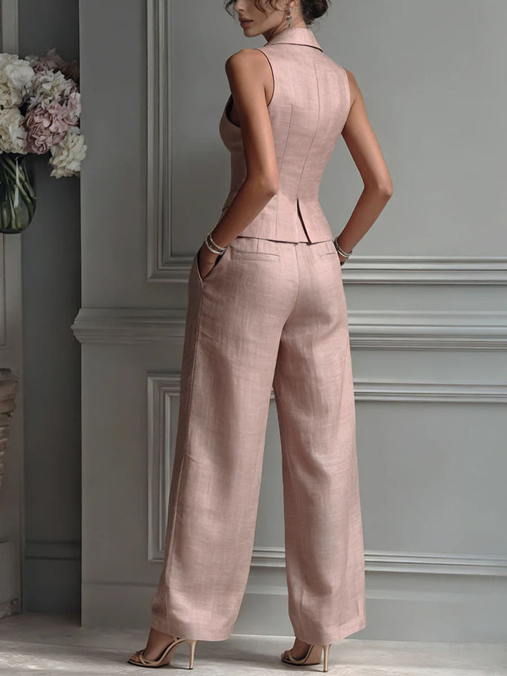 Aime | V-Neck Button Two-Piece Set