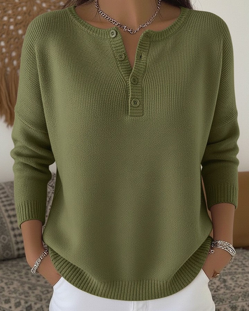 Helena | Ribbed Henley Sweater