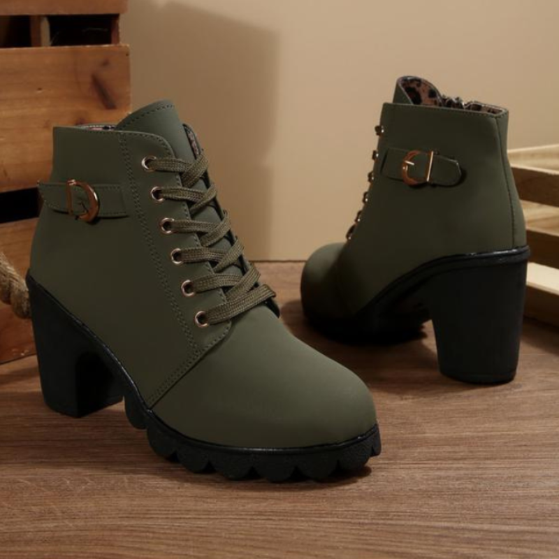 Karin | Lace-Up Chunky Ankle Booties