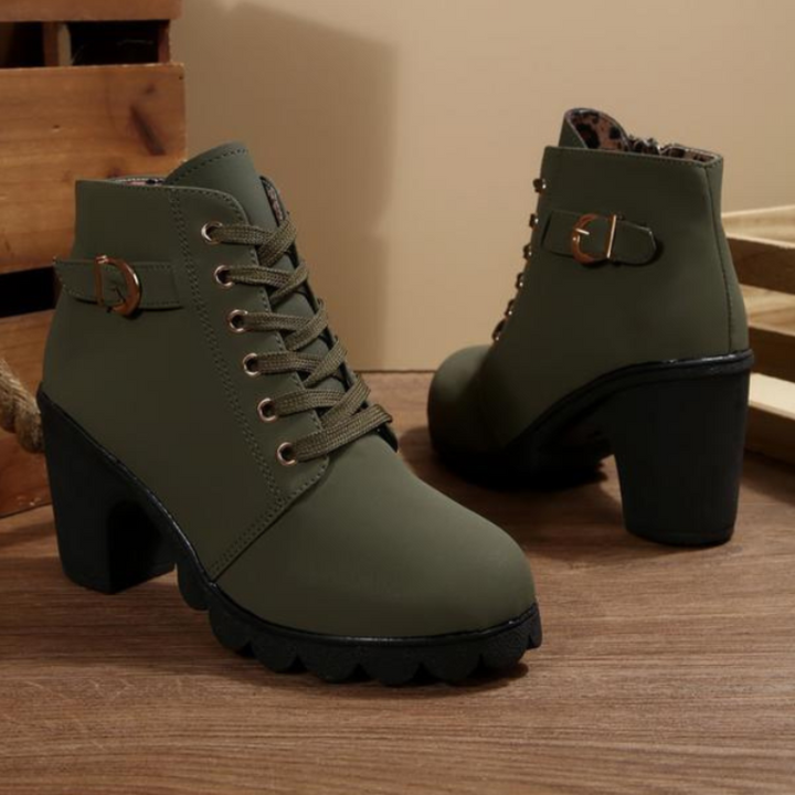Karin | Lace-Up Chunky Ankle Booties
