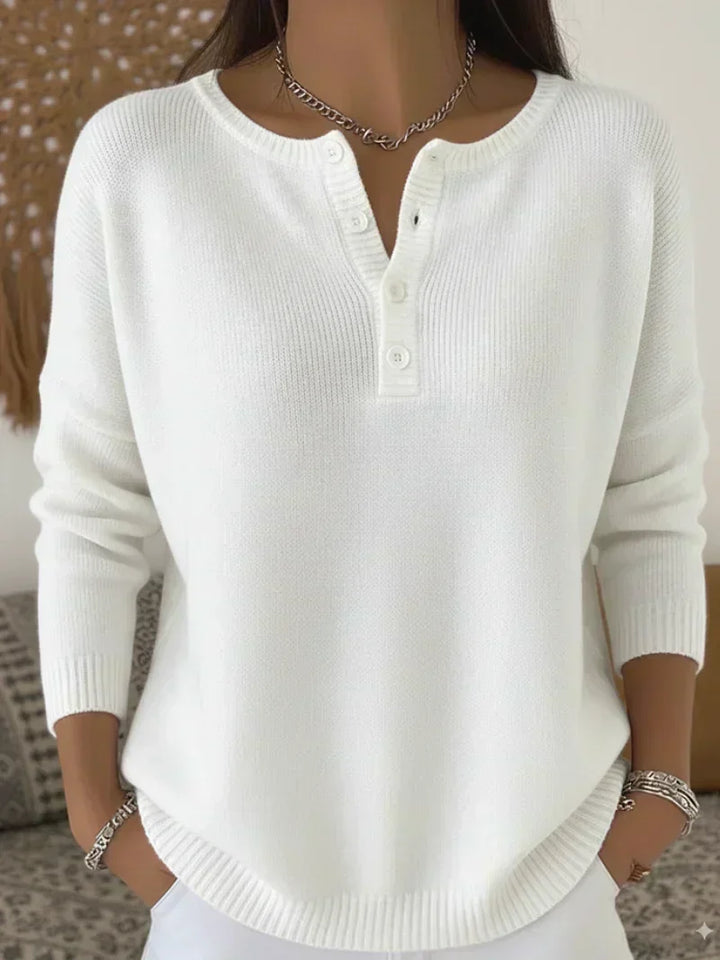 Helena | Ribbed Henley Sweater