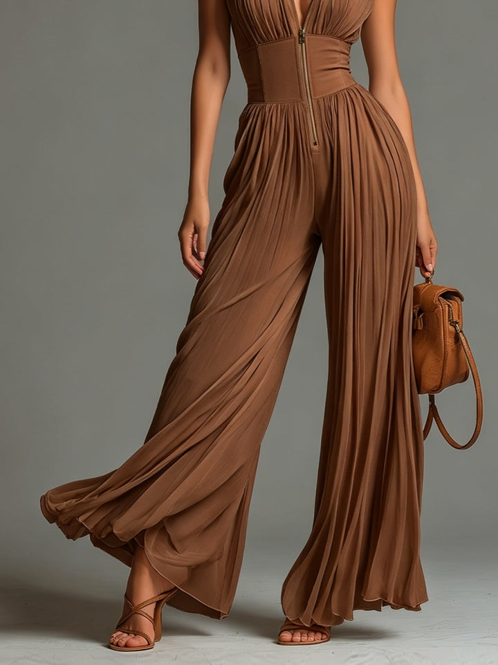 Sophie | Brown Chiffon Jumpsuit