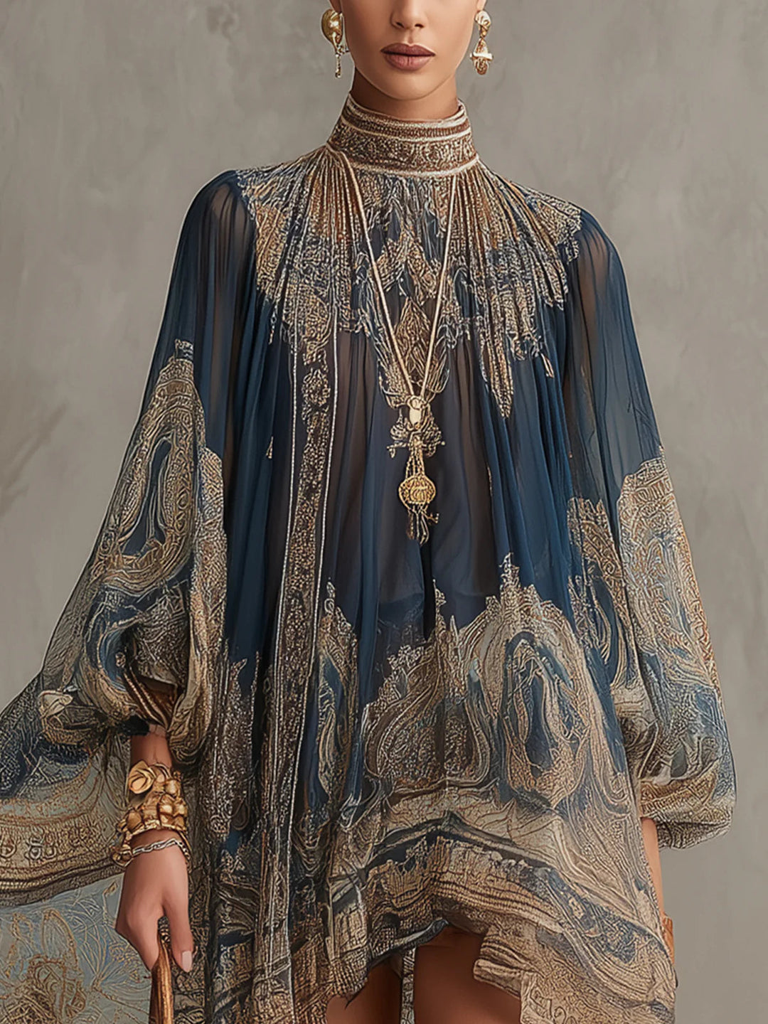 Berenice | Mini Blue Printed Dress