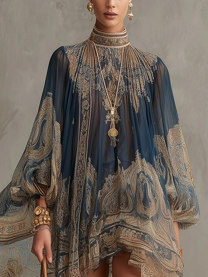 Berenice | Mini Blue Printed Dress